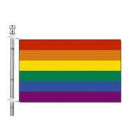 Pride vlag met vlaggenstok set - regenboog - 90 x 150 cm - gaypride