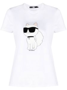 Karl Lagerfeld t-shirt Ikonik Choupette en coton biologique - Blanc