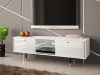 Tv-meubel WILAS 2 deuren wit/hoogglans wit met led - thumbnail