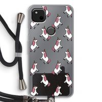 Eenhoorns overal: Pixel 4a Transparant Hoesje met koord