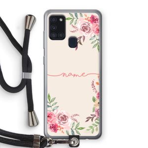 Rozen: Samsung Galaxy A21s Transparant Hoesje met koord