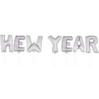 New Year folie ballonnen zilver op een stokje - thumbnail