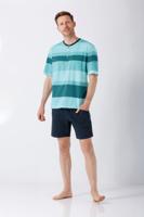 Hajo heren shortama turquoise strepen