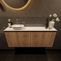 Mondiaz Fowy toiletmeubel 120cm washed oak met blad en waskom talc links zonder kraangat