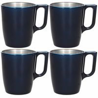 Set van 6x stuks koffie kopjes/bekers donkerblauw 250 ml - thumbnail