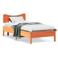 Bedframe zonder matras massief grenenhout wasbruin 90x190 cm