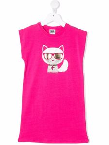 Karl Lagerfeld Kids robe à imprimé Choupette - Rose