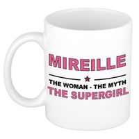 Naam cadeau mok/ beker Mireille The woman, The myth the supergirl 300 ml   -