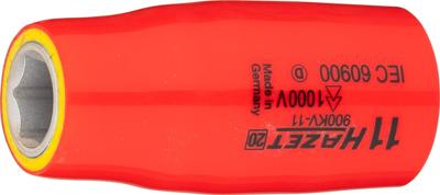 HAZET Dopsleutel · geïsoleerd 900KV-11 · 1/2 inch (12,5 mm) vierkant hol · Buiten-zeskant-tractieprofiel · SW 11 mm