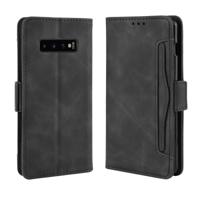 Portemonnee stijl huid gevoel kalf patroon lederen draagtas voor Galaxy S10 PLUS, met aparte kaartsleuf (zwart)