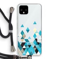 Gekleurde driehoekjes blauw: Pixel 4 Transparant Hoesje met koord
