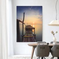 Urban Cotton Wandkleed 'Sun Shy Cirebon' 110 x 145cm in Frame - black