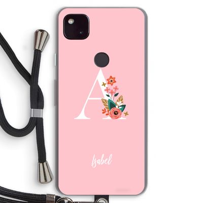 Pink Bouquet: Pixel 4a 5G Transparant Hoesje met koord
