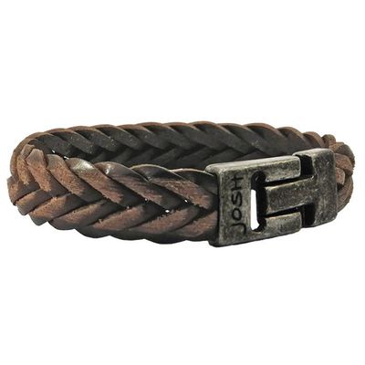 JOSH 24832-BRA-VB-BR Armband leder bruin-vintage zwart 15 mm 22 cm