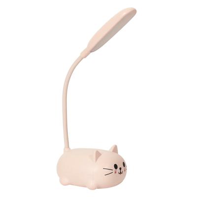 Home Deco Kids Bureaulamp/leeslamp LED - kat/poes - roze - 21 cm - met USB kabel - kinderkamer