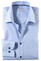 OLYMP Level Five Body Fit Overhemd blauw/wit, Gestructureerd - thumbnail