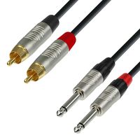 Adam Hall 4 Star TPC 0150 Rean verloopkabel 2x jack mono naar 2x RCA 1,5m - thumbnail