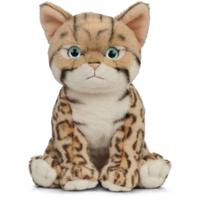 Living Nature - Pluche Bengaalse kat/poes - lichtbruin - 16 cm - knuffel - speelgoed