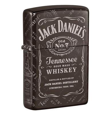 Zippo Aansteker Jack Daniel's Met Jack Daniel Op Achterkant - Zwart Ijs Glimmend
