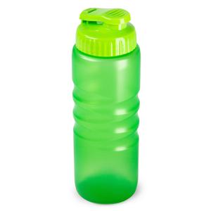 Drinkfles/waterfles/bidon met druksluiting - 650 ml - transparant/groen - kunststof