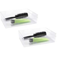Plasticforte Organizer bakje - 4x - transparant - kunststof - 30x22x5 cm - lade verdeelbakje