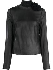 Magda Butrym blouse en soie à fleurs appliquées - Noir