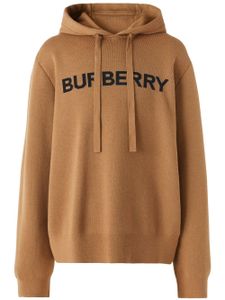 Burberry hoodie oversize à logo en intarsia - Marron