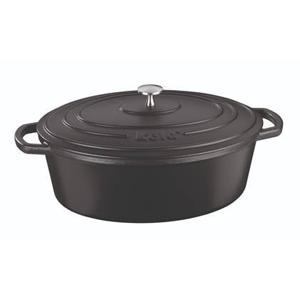 Braadpan Gietijzer Ovaal Zwart, 33 cm x 26 cm- Kela | Calido