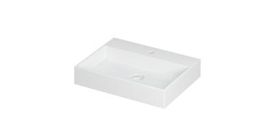 Wastafel United Porselein met 1 kraangat incl. porseleinen click plug en verborgen overloop systeem 60 cm x 45 cm x 11 cm Mat wit 0206012