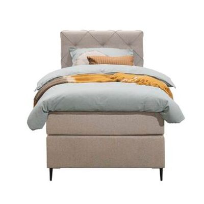 Boxspring Liv geruit - beige - 90x200 cm - slanke poot - Leen Bakker