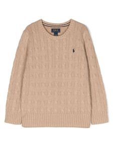 Ralph Lauren Kids pull en maille torsadée à logo Polo Pony - Tons neutres