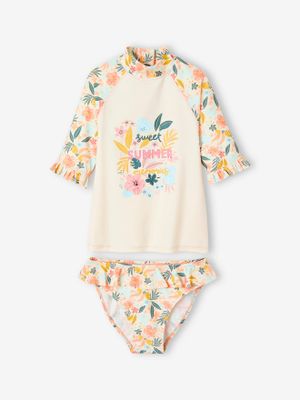 Anti-UV badset met T-shirt + broekje lichtroze