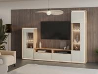 Tv-meubel set DOLCE 2 deuren 2 lades kasjmier/eik met led