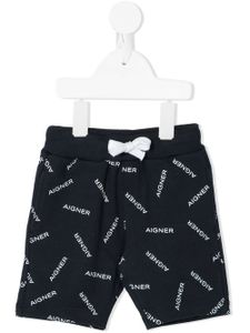 Aigner Kids short de sport à logo imprimé - Bleu