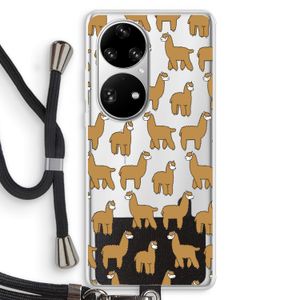 Alpacas: Huawei P50 Pro Transparant Hoesje met koord