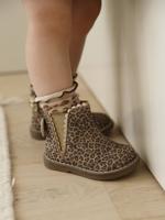 Elastische leren laarsjes voor meisjesbaby's beige, bedrukt