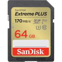 SanDisk Extreme PLUS 64 GB SDXC geheugenkaart 170 MB/s 80 MB/s UHS-I U3 V30