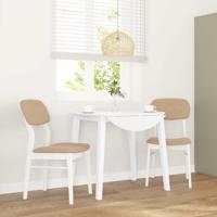 Eetkamerstoelen met kussens 2 st massief hout rubber wit