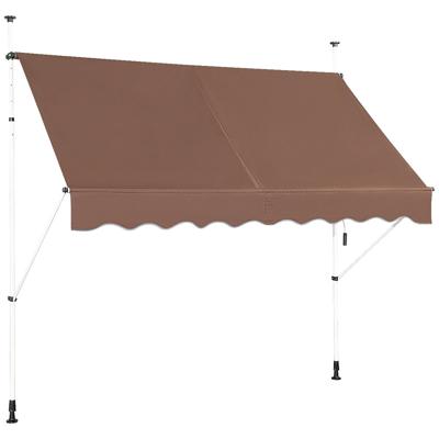 250 cm Brede Klemmmarkies Zonder Boren UV-bestendige Balkonmarkies Hoogteverstelbare Markies Koffie