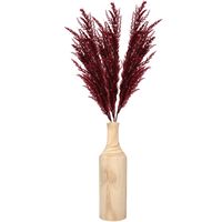 Decoratie pampasgras kunst pluimen in houten vaas - bordeaux rood - 100 cm