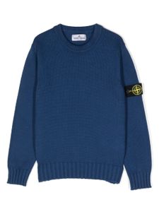 Stone Island Junior pull en coton à logo Compass - Bleu