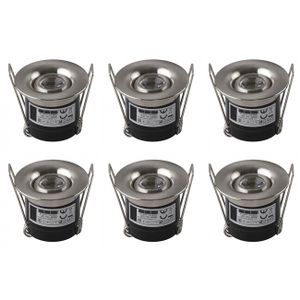 LED Veranda Spot Verlichting 6 Pack - Inbouw Rond 1W - Natuurlijk Wit 4200K - Mat Chroom Aluminium - Ø41mm