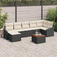 Tuinbankenset met opslag 8 pcs Zwart en Crème poly rattan