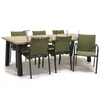 Tuinstoel Anzio dining Forest green met Derby 240 cm teaktafel Tuinstoel Anzio dining Forest green met Derby 240 cm teaktafel