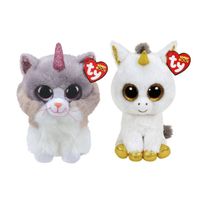 Ty - Knuffel - Beanie Buddy - Asher Cat & Pegasus Unicorn