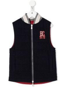 Brunello Cucinelli Kids gilet à patch logo poitrine - Bleu