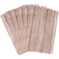 6x cosy & trendy tafel placemats - bruin- houten planken print - pvc - 44 x 28 cm - onderleggers