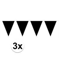 3x  Mini vlaggetjeslijn slingers verjaardag  zwart   -