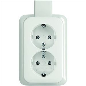 Dubbel stopcontact met randaarde opbouw wit 202 EAPJW BJ met montageplaat