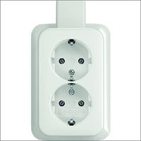 Dubbel stopcontact met randaarde opbouw wit 202 EAPJW BJ met montageplaat